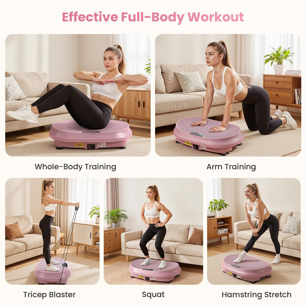 Curved Vibration Plate Exercise Machine, Vibrating Plate 400 Lbs Capacity With 9 Auto Modes And 120 Adjustable Speeds, Large Led