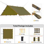 Free Soldier Waterproof Portable Tarp Multifunctional Outdoor Camping Traveling Awning Backpacking Tarp Shelter Rain Tarp (Brown