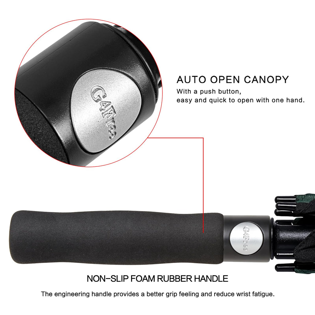 G4Free 68 Inch Automatic Open Golf Umbrella Double Canopy Extra Large Oversize Windproof Waterproof Stick Umbrellas(Black/Dark G