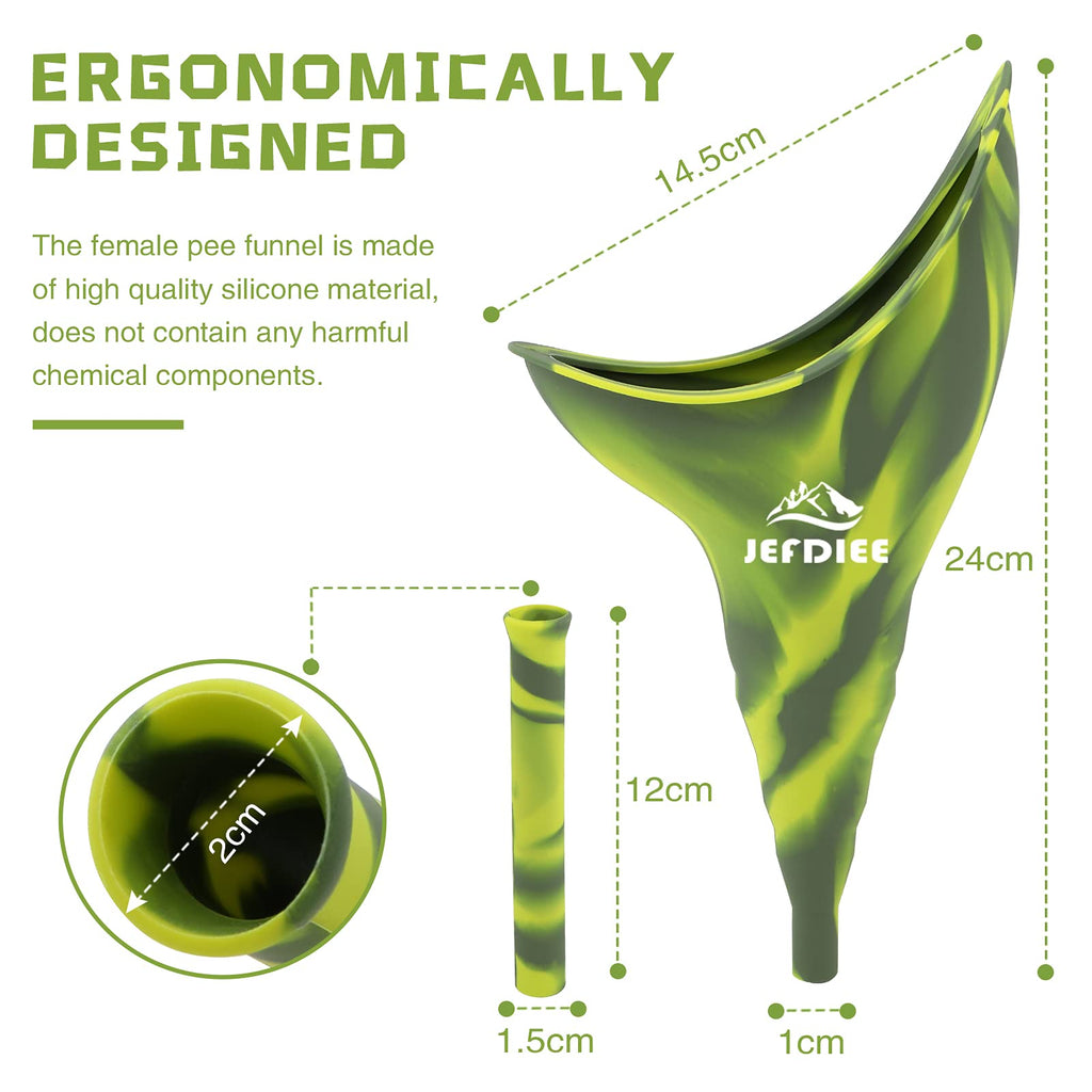 Jefdiee Female Urination Device,Silicone Pee Funnel For Women,Female Urinal Women Pee Funnel Allows To Pee Standing Up, Reusable