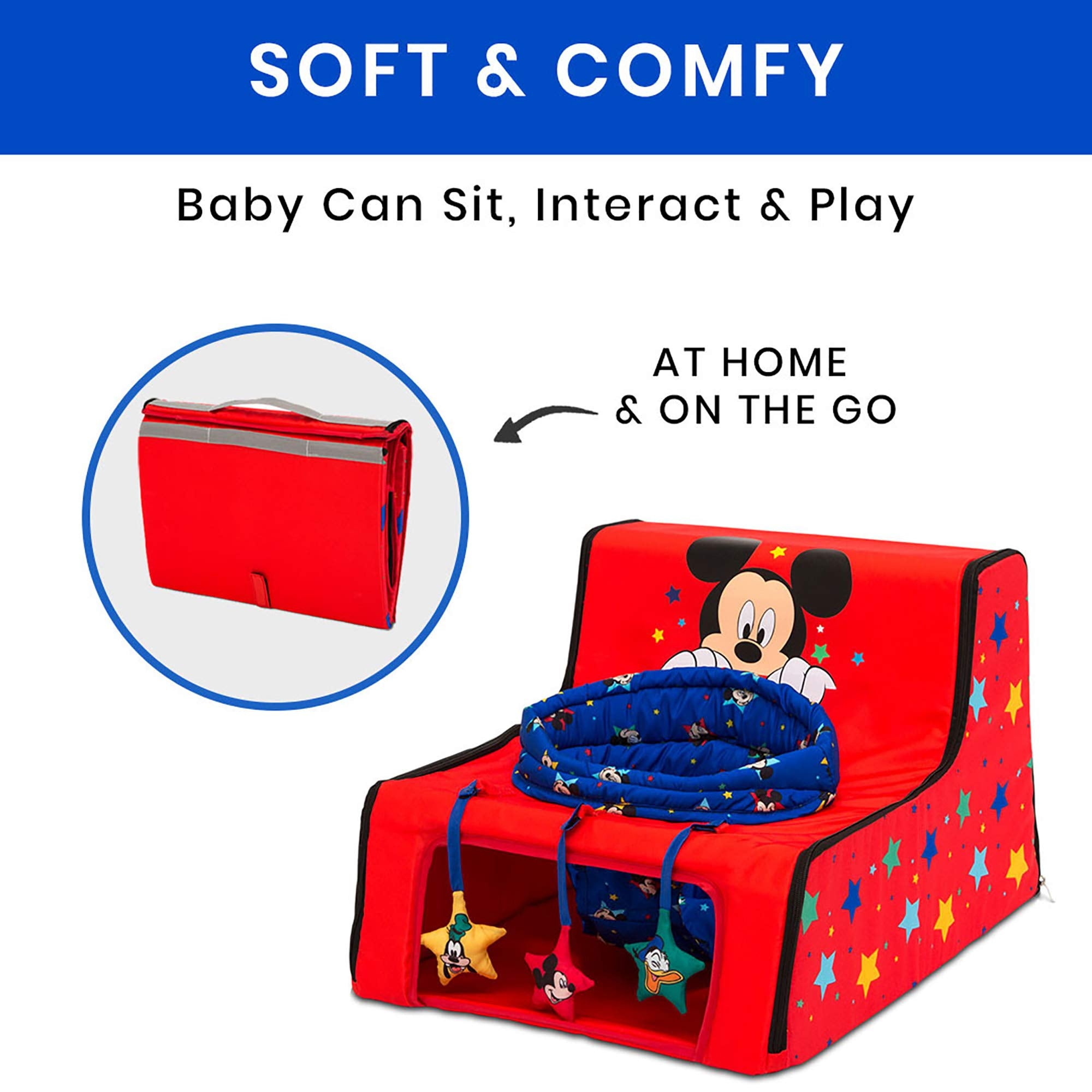 Disney Mickey Mouse Sit N Play Portable Activity Seat For Babies By Delta Children - Floor Seat For Infants, 175X21X14 Inch (Pac