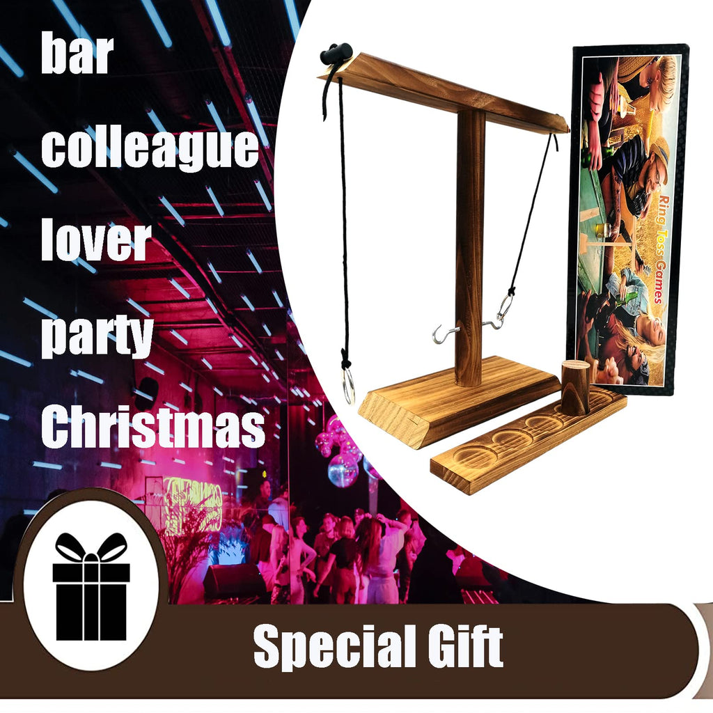Ring Toss Game for Kids and Adults, Large Base Hook and Ring Game, Family-Friendly Indoor Holiday Fun or Outdoor Patio Games, Wh