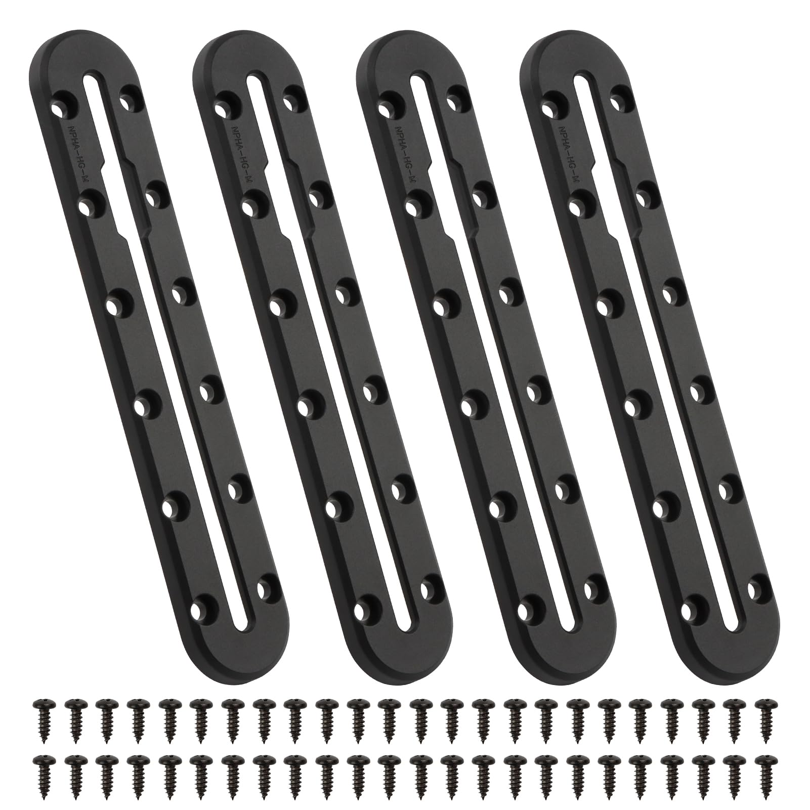 TILZIKA Kayak Track Mount 4 Pack, Low Profile ABS Accessory Rail, 9.9 in 12 Hole Each, 0.36 in High, Includes 32 Stainless Screw