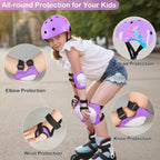 Toddler Bike Helmet Kids Helmet Knee Pads and Elbow Pads Set Adjustable Protective Gear Set with DIY Stickers for Girls Age 3-5-