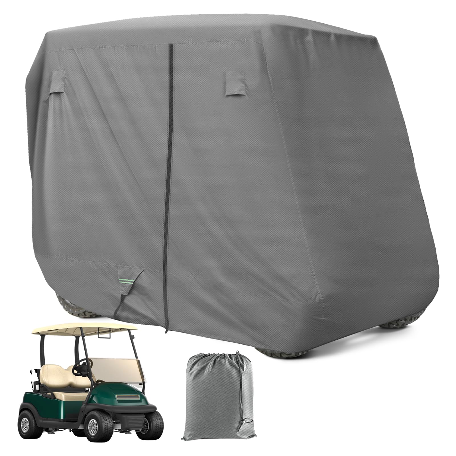 Universal Golf Cart Cover, 420D Waterproof Windproof Golf Cart Cover with Storage Bag, Suitable for Most 2/4 Passenger EZGO, Yam