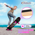 Nattork Skateboards 31 Inch Pink Skeleton Complete Skateboard Wood 9 Layer Canadian Maple Trick Skate Boards for Boys Girls Yout