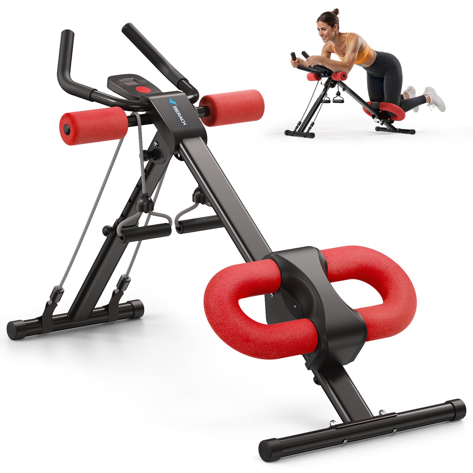 MERACH Ab Machine, Ab Workout Equipment, Adjustable Ab Trainer Machine for Abs Workout at Home Gym, Foldable, Knee Protection, A