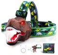 ELLA MAMA Upgraded Rechargeable Dinosaur Headlamp for Kids, Led Flashlight for Boys or Girls Outdoor Camping Gear, Roar & Silent