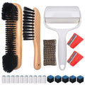Vefungyan Billiards Pool Table Cleaning Set: Pool Table Brush with 5 Pool Cue Chalk Cubes 10 Slip on Pool Cue Tip Billiard Acces