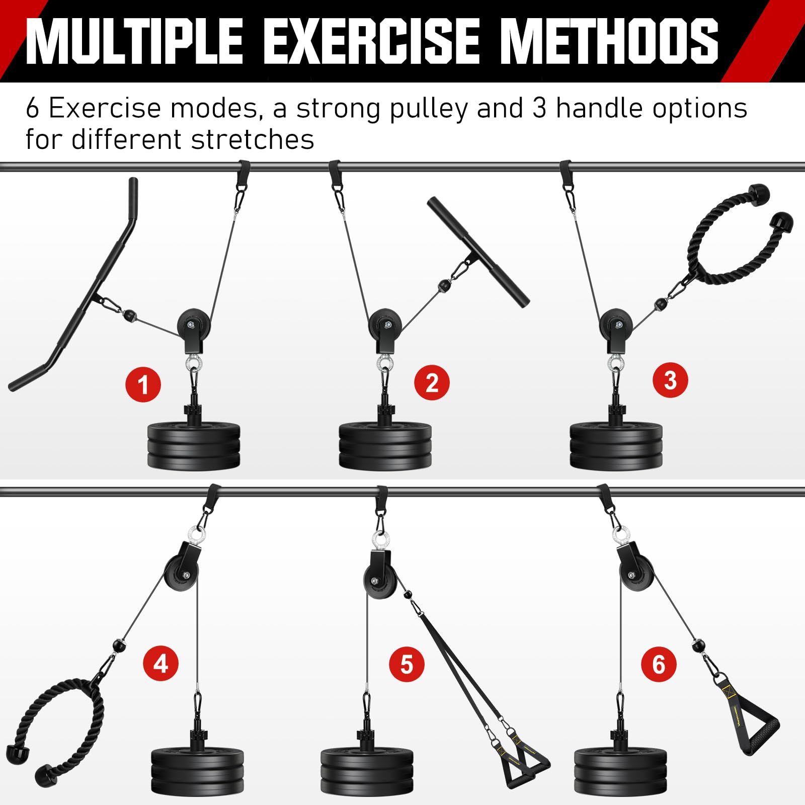 Vavosport Fitness Lat And Lift Pulley System Gym - Upgraded Lat Pull Down Cable Machine Attachments, Loading Pin, Handle And Tri