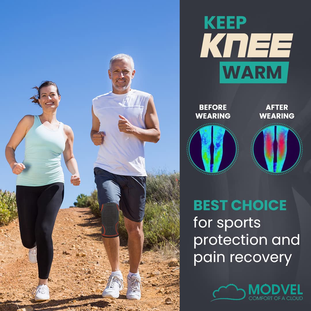 Modvel Knee Braces For Knee Pain Women & Men - 2 Pack Knee Brace For Knee Pain Set, Knee Brace Compression Sleeve, Knee Braces F
