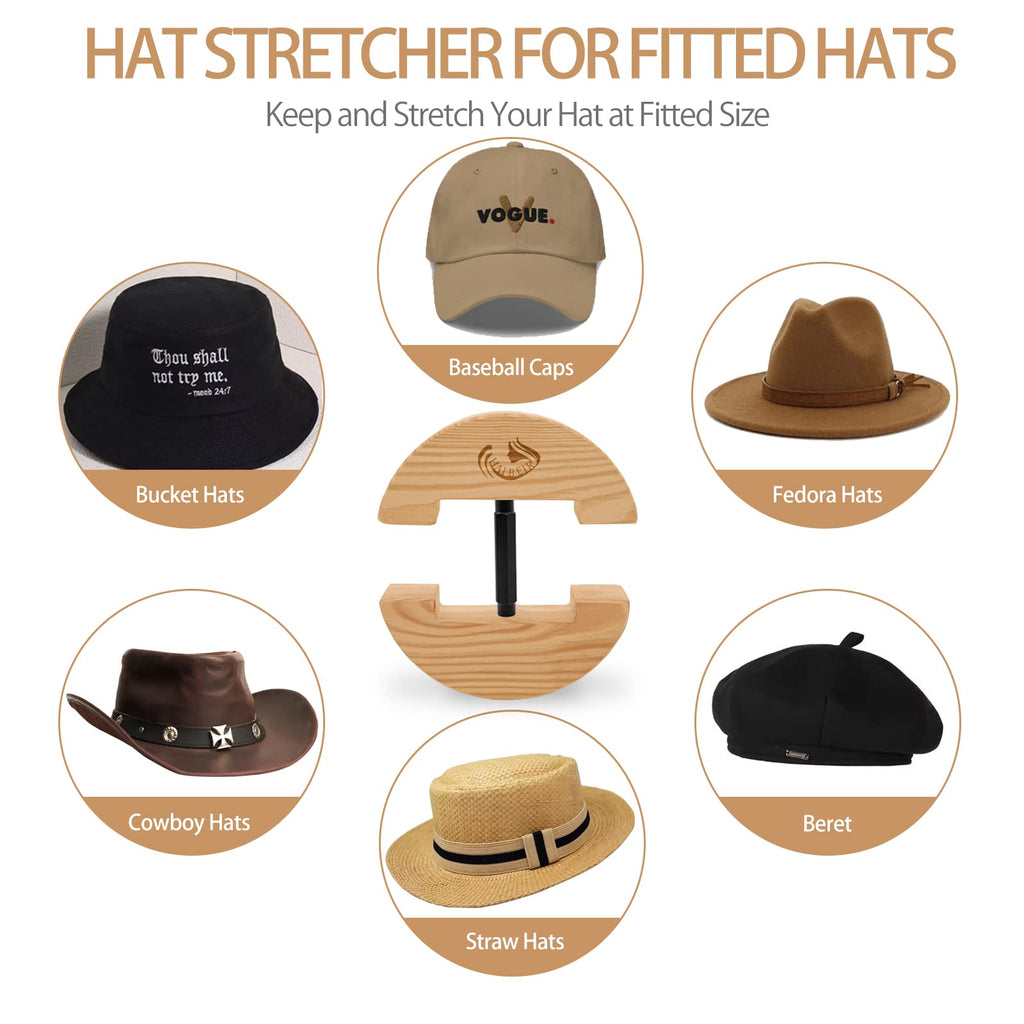 Haibeir Hat Stretcher - Heavy Duty - One Size Fits All Hat & Three Colors Adjust From 6 11/16 To 8 7/8 (Black)