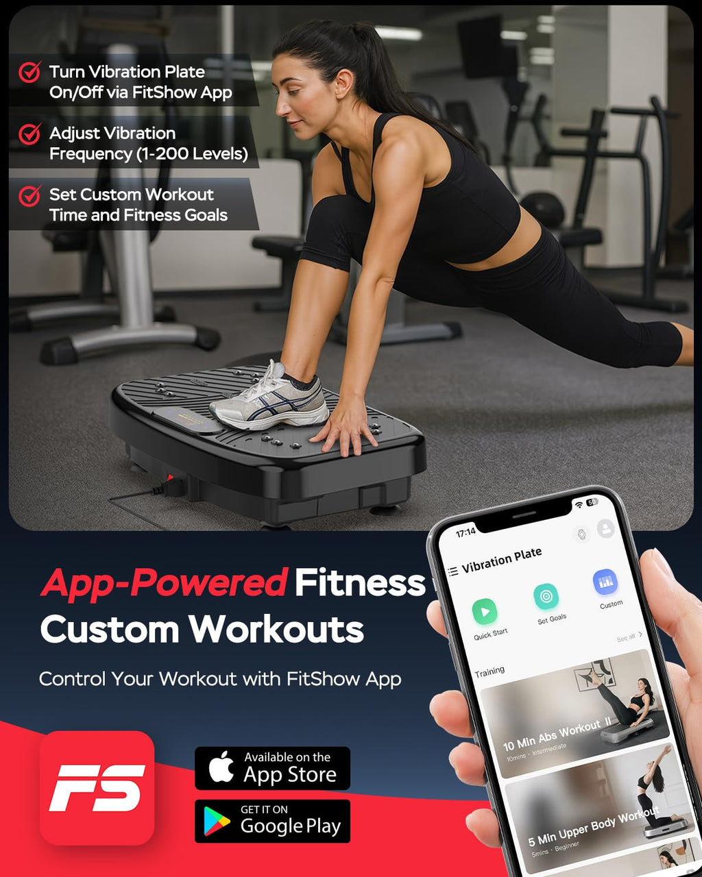 GDCOO Vibration Plate Exercise Machine with App Control, Smart Vibration Plate for Lymphatic Drainage, Adjustable Speed 1-200 Fu