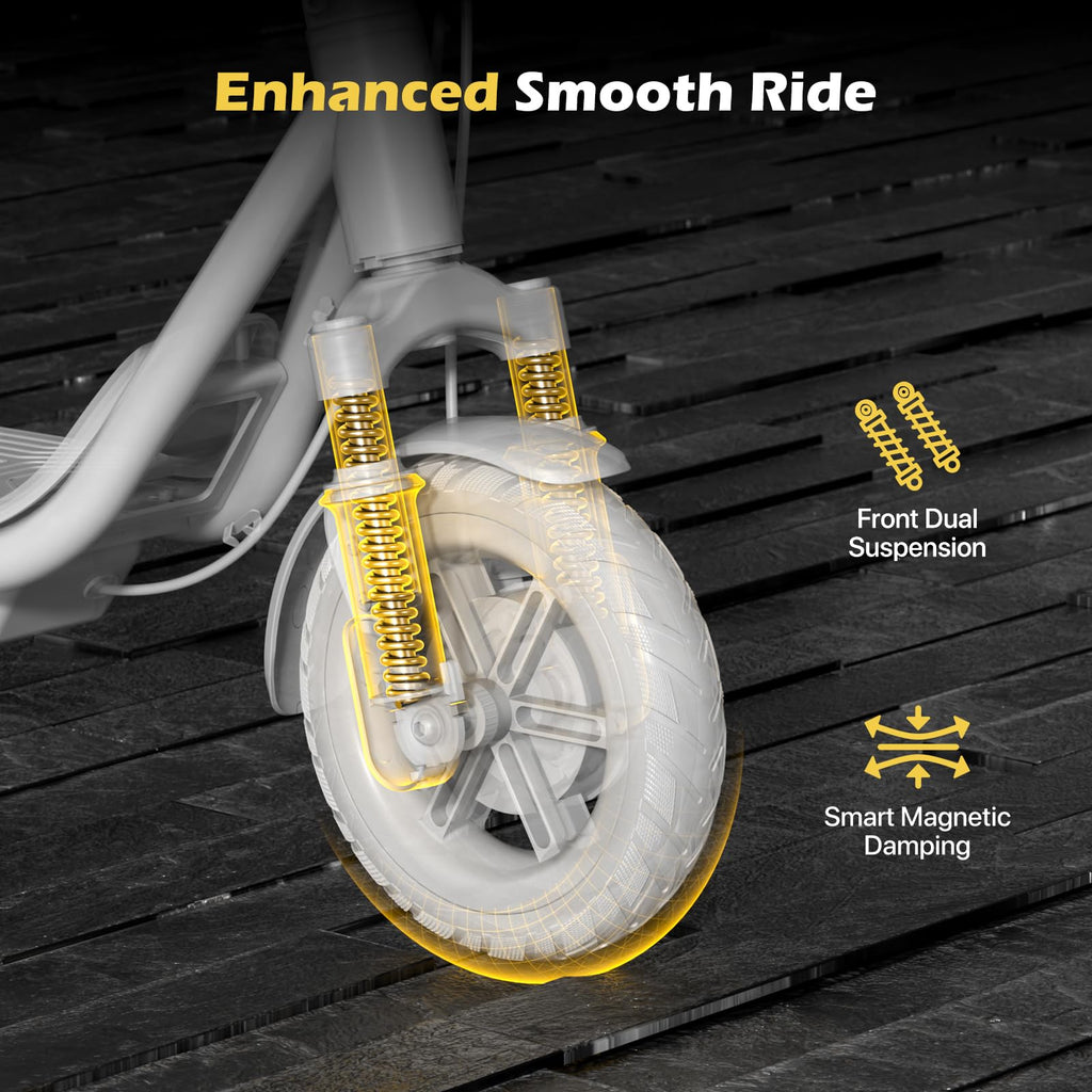 MEGAWHEELS Electric Scooter,Electric Scooter Adults with Front Suspension,8.5in Solid Tires,300W Motor,15.5mph E Scooter with Sm