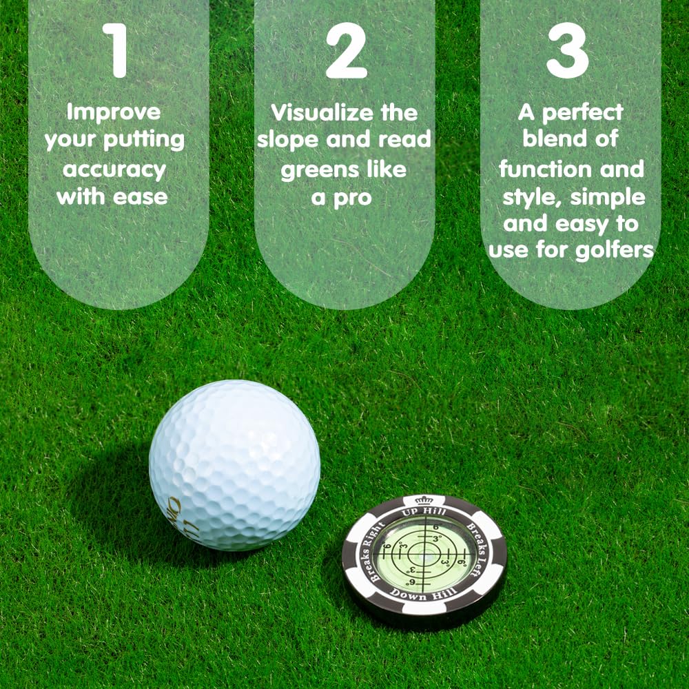 Slopemaster Progreen Reader - Golf Hat Clip Ball Marker With High Precision Green Reading Aid Golf Accessories For Men Women(Bla