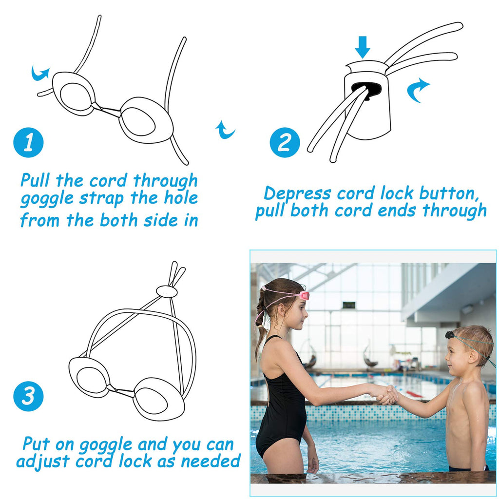 Frienda 12 Sets Bungee Cord Strap Kit, Includes Adjustable Replacement Swimming Goggle Strap Goggle Bungee Strap With Cord Lock