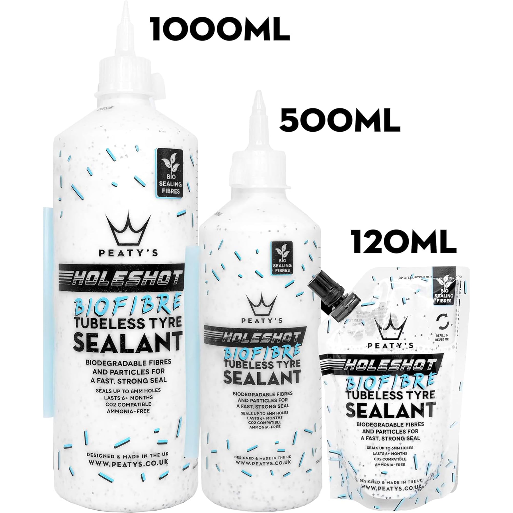 Peatys Holeshot Biofibre Tubeless Tire Sealant 500Ml169 Oz