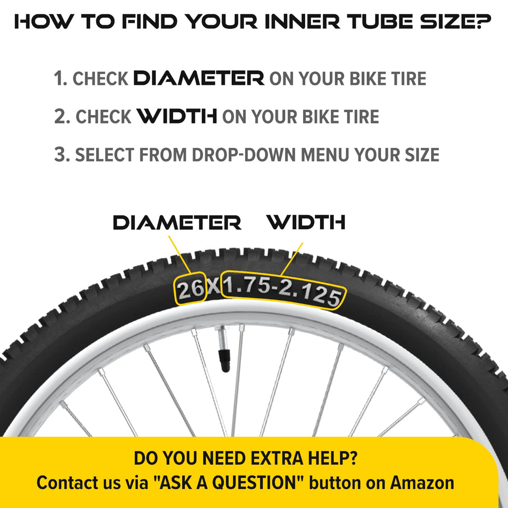 Ultraverse Bike Inner Tube For 26 X 1.75/1.95/2.10/2.125 Inch Bicycle Tire Sizes With Presta Valve - Rubber Tubes For Mountain A