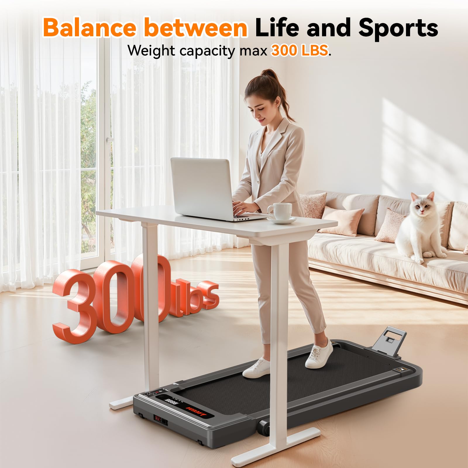 Walking Pad With Handle Bar, Foldable Treadmill Mini Under Desk Treadmill Walking Folding Treadmills For Home Small Running Pad