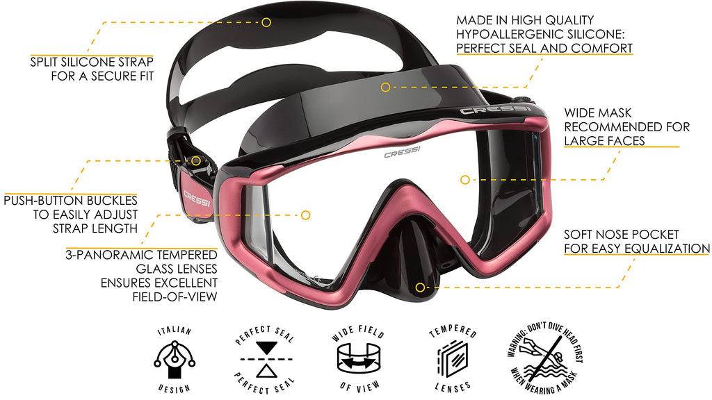 Cressi Liberty Triside Spe Diving Mask, Blackblackpink