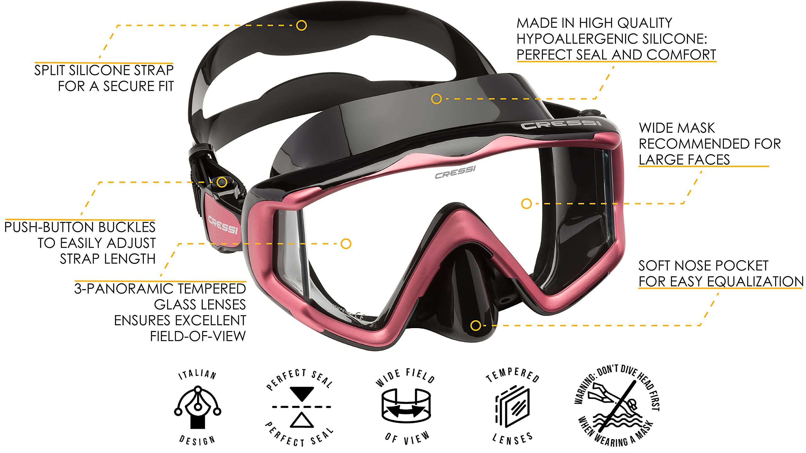Cressi Liberty Triside Spe Diving Mask, Blackblackpink