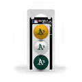 Team Golf Mlb Oakland Athletics Regulation Size Golf Balls, 3 Pack, Full Color Durable Team Imprint, 96905