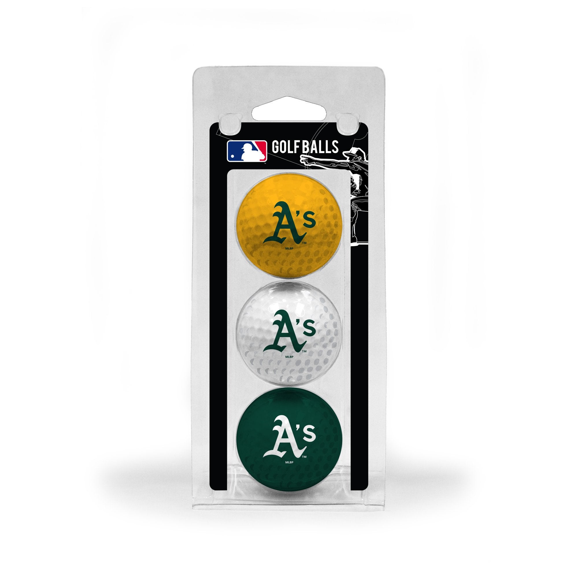 Team Golf Mlb Oakland Athletics Regulation Size Golf Balls, 3 Pack, Full Color Durable Team Imprint, 96905