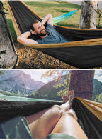 Camping Hammock Double & Single Portable Hammocks Ultralight Nylon Parachute Hammocks With 2 Tree Straps For Backpacking, Travel