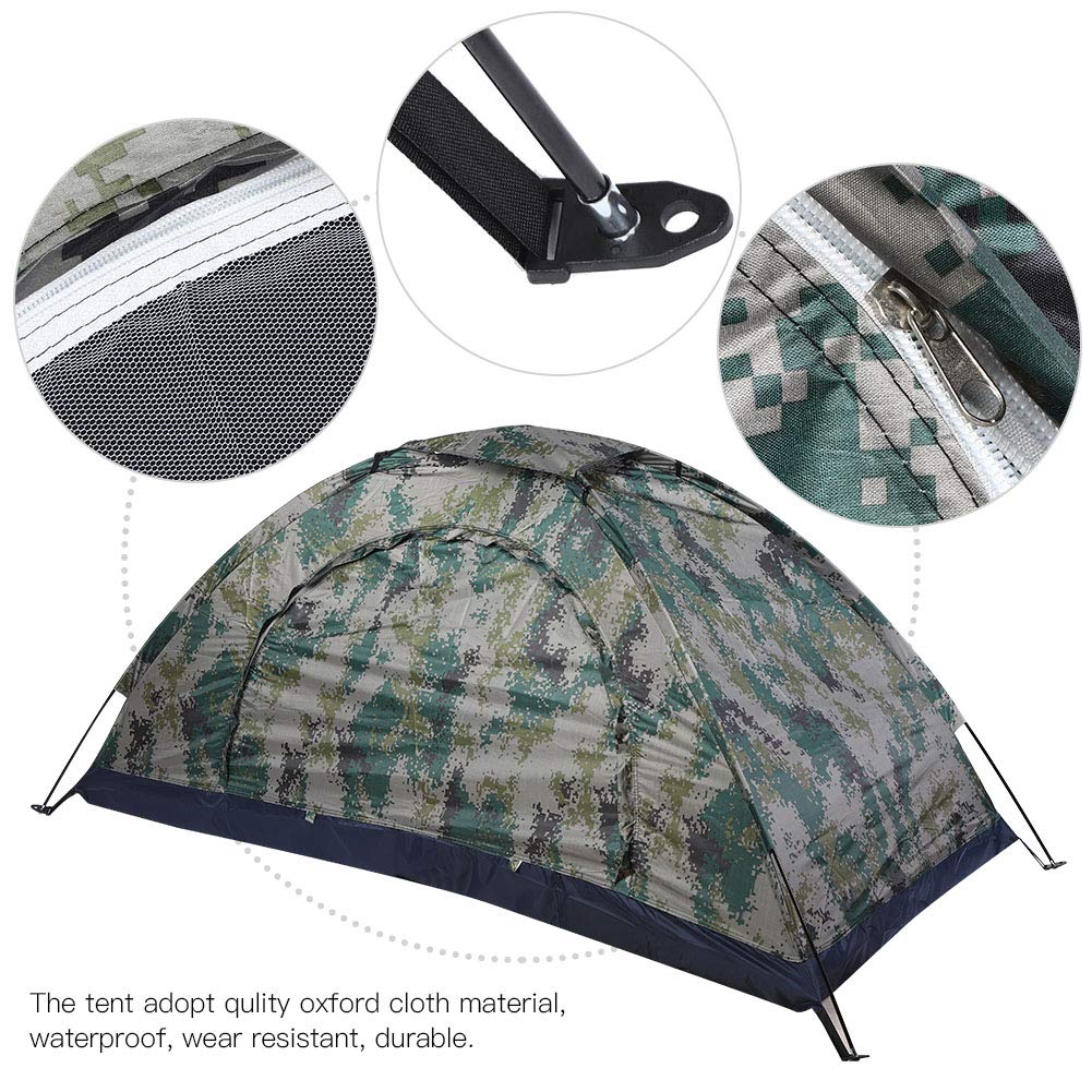 Camouflage Camping Tent-1 Person Lightweight Waterproof Windproof Backpacking Tent Emergency Pop Up Instant Tent For Family,Back