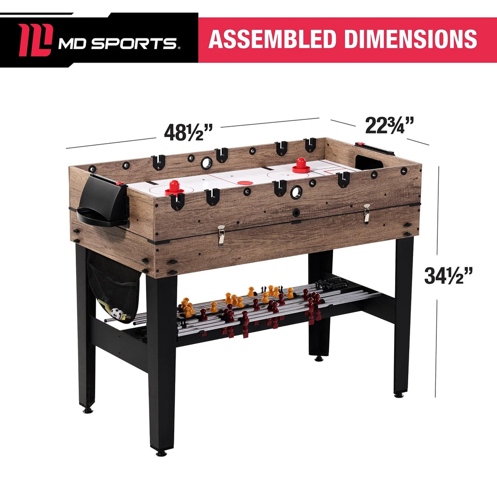MD Sports 3-in-1 Combo Game Table with Air Hockey, Billiards, and Foosball, Includes Complete Accessories and Space-Saving Desig
