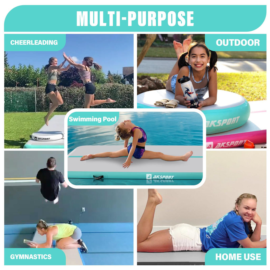 Aksport Air Mat Tumble Track 10Ft 13Ft 16Ft 20Ft Inflatable Gymnastics Mat Air Tumbling Mat With Air Pump For Home Use/Tumble/Gy