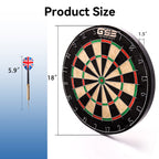 Gse 18'' Dart Board Set, Professional Self-Healing Bristle Dart Board Games Set With Six 17 Grams Steel Tip Darts, Regulation Si