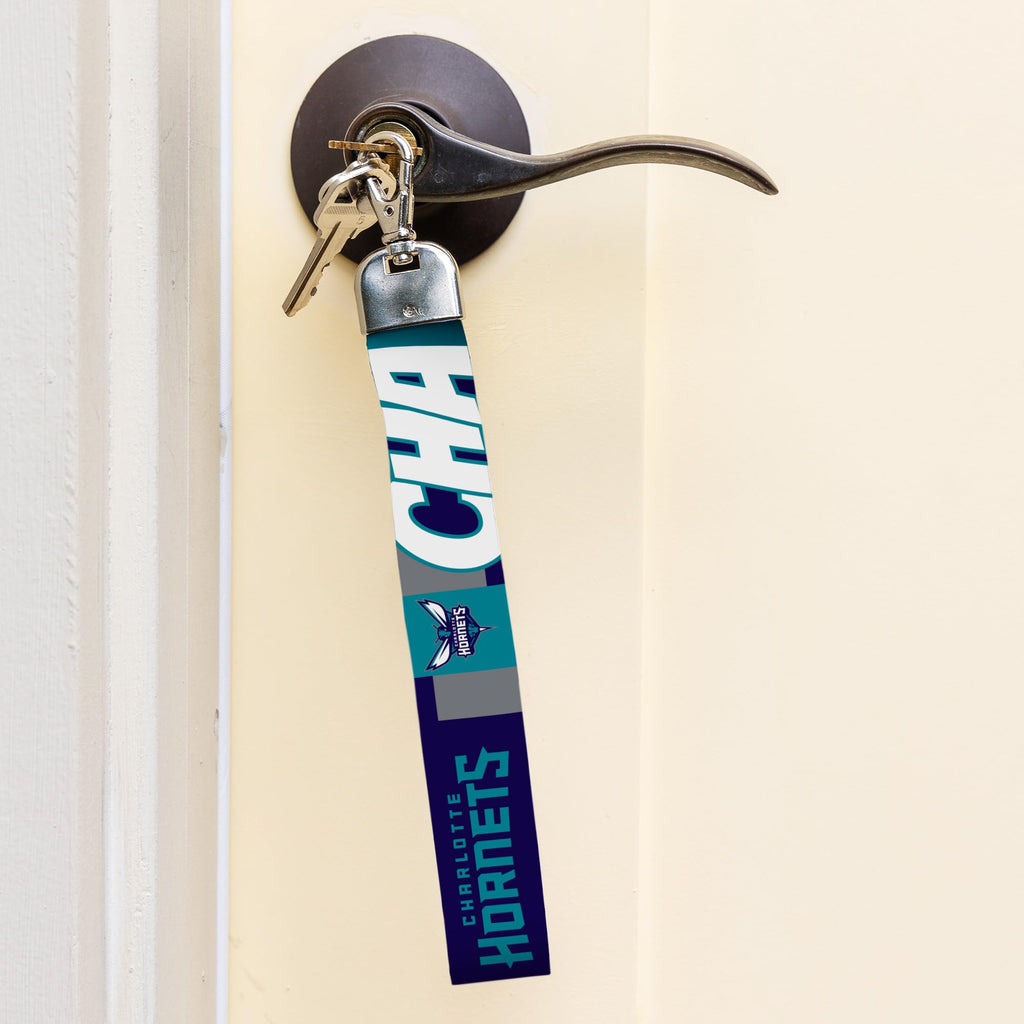 Rico Industries Nba Basketball Charlotte Hornets Wrist Lanyard Key Chain, Cute Wristlet Strap Keychain Holder For Women Men Car