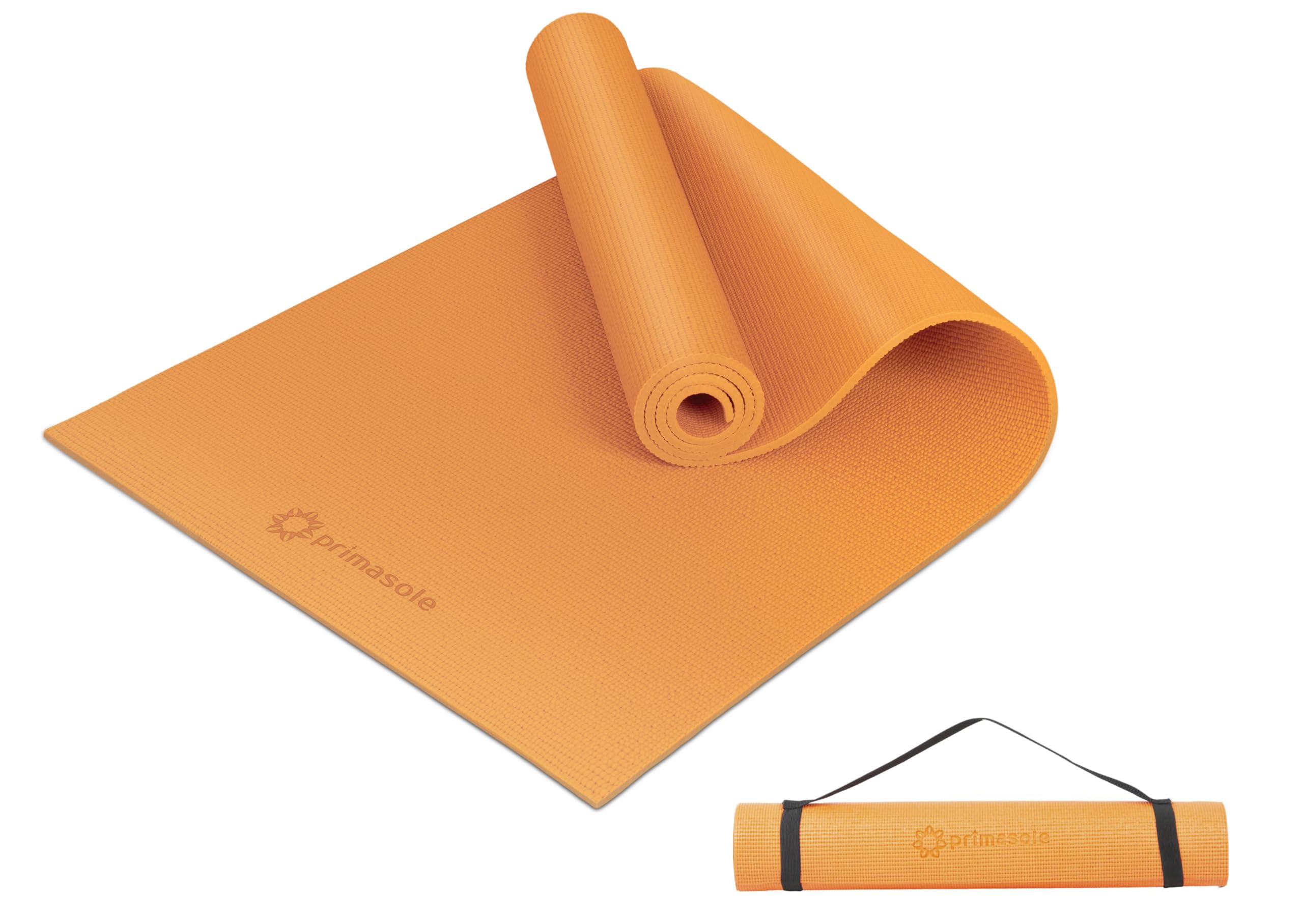 Primasole Yoga Mat With Carry Strap For Yoga Pilates Fitness And Floor Workout At Home And Gym 1/4 Thick(Coral Red Orenge Color)