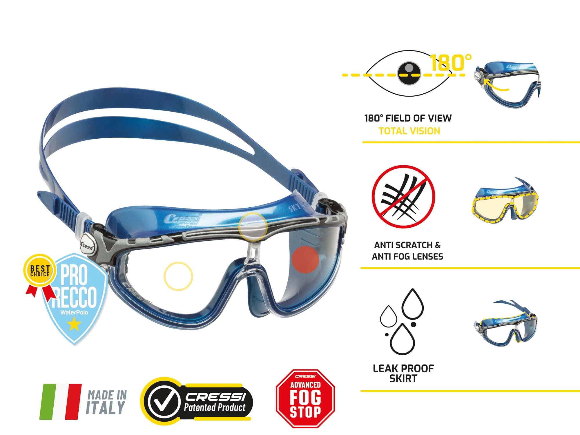Cressi Skylight, Clear-Whiteblue, Clear Lens