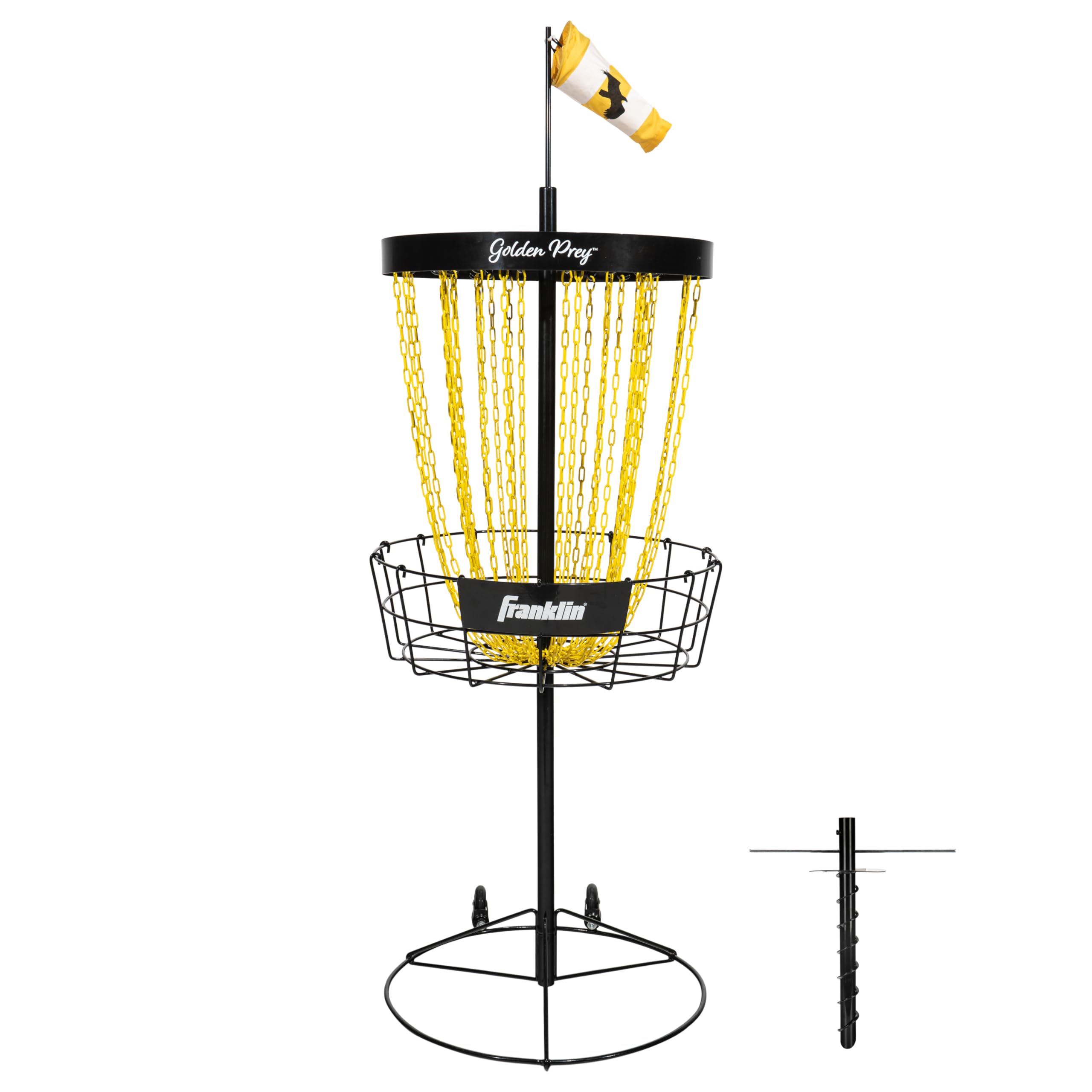 Franklin Sports Championship Disc Golf Basket - Portable Metal Disc Golf Hole Basket - Professional Pdga Target - Golden Prey Ta