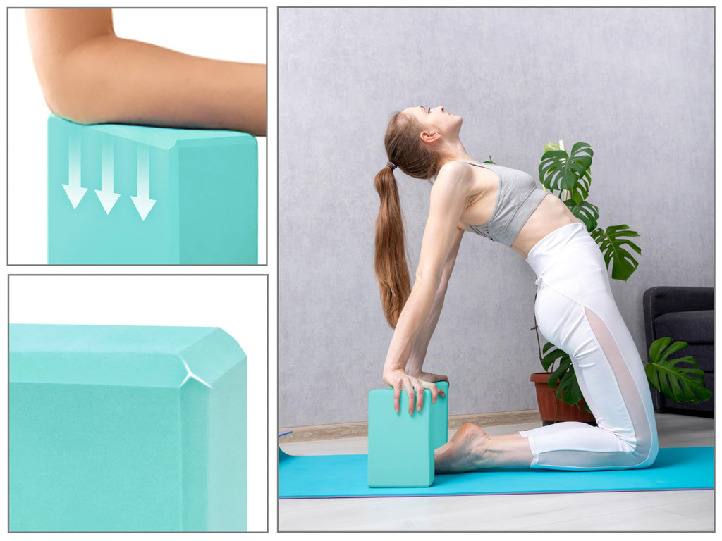 Exerz Yoga Blocks 2Pcs Gym Bricks High Density Eva Foam 9 X 6 X 3 Inches