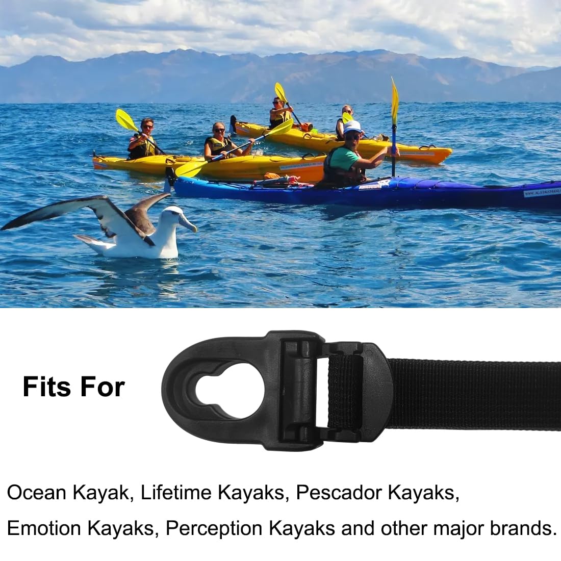 Kayak Seat Repair Kit (Clips+Hooks+Straps) Replacement Including Nylon Webbing Straps-65Inch, Compatible With Ocean Kayak, Lifet