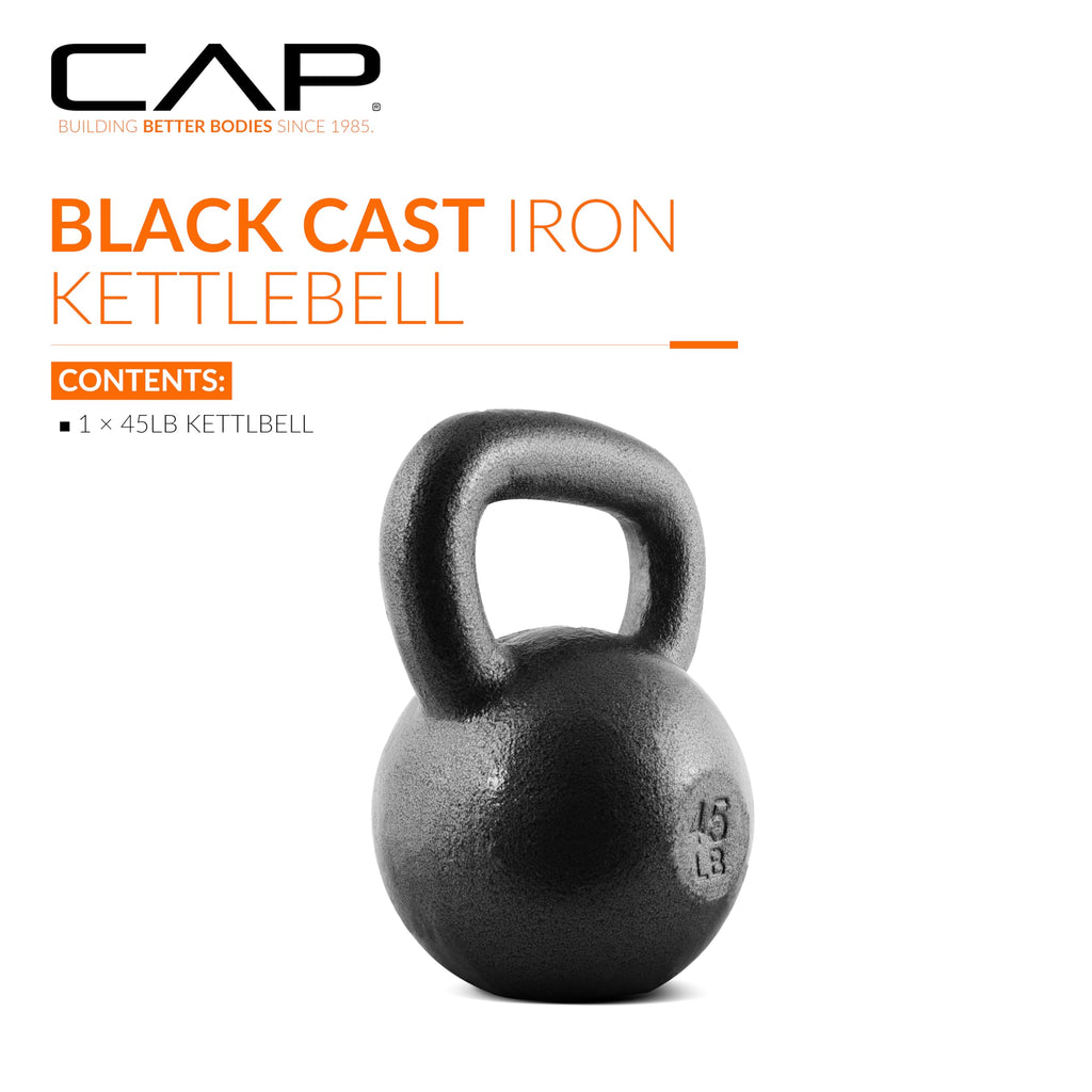 Cap Barbell Black Cast Iron Kettlebell | 45 Pounds