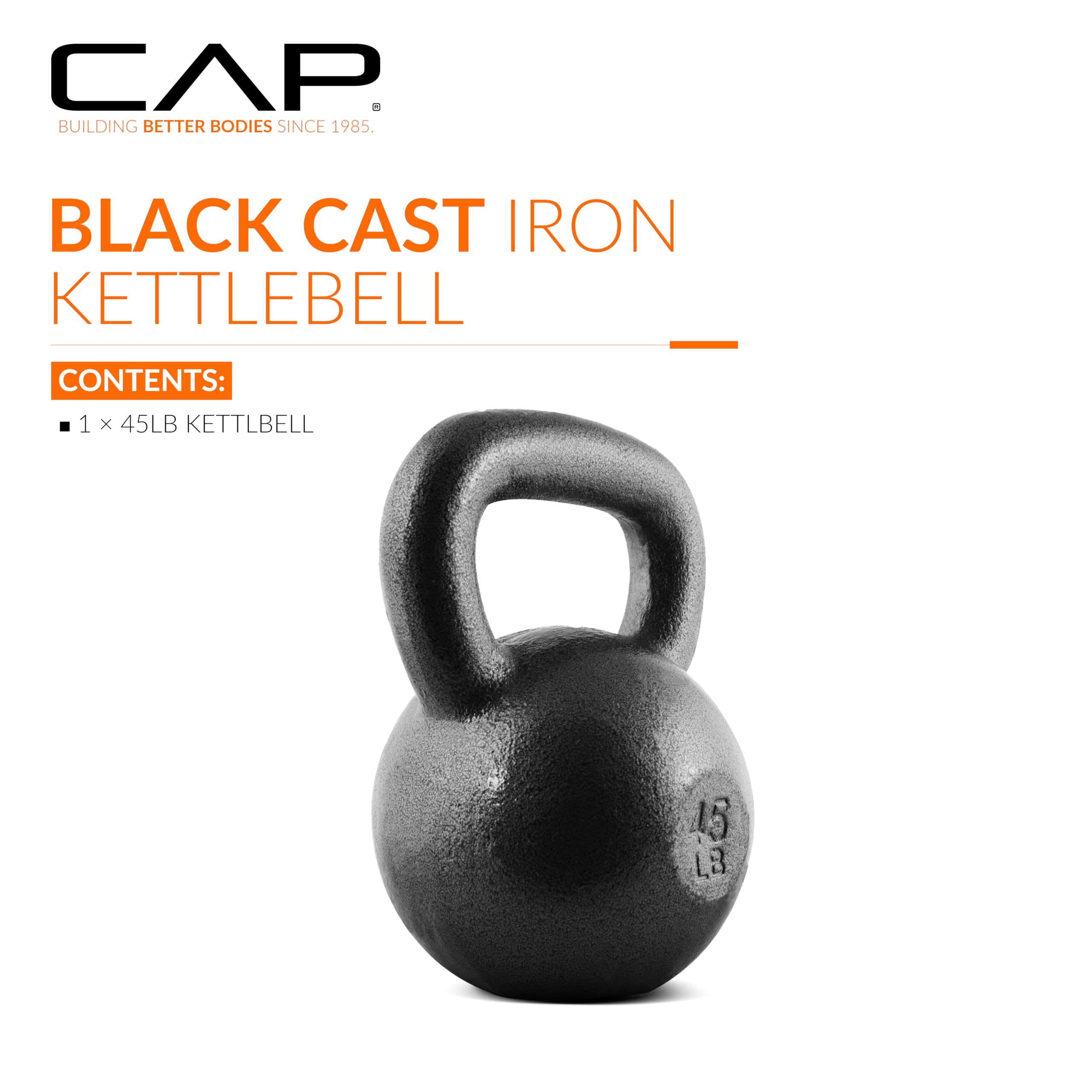 Cap Barbell Black Cast Iron Kettlebell | 45 Pounds