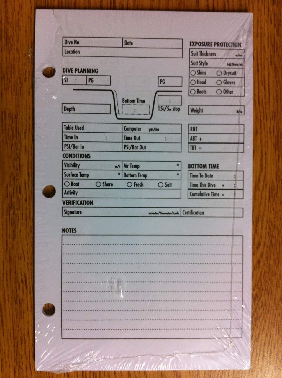 Innovative Scuba Concepts Standard Dive Log Book Refill Pages