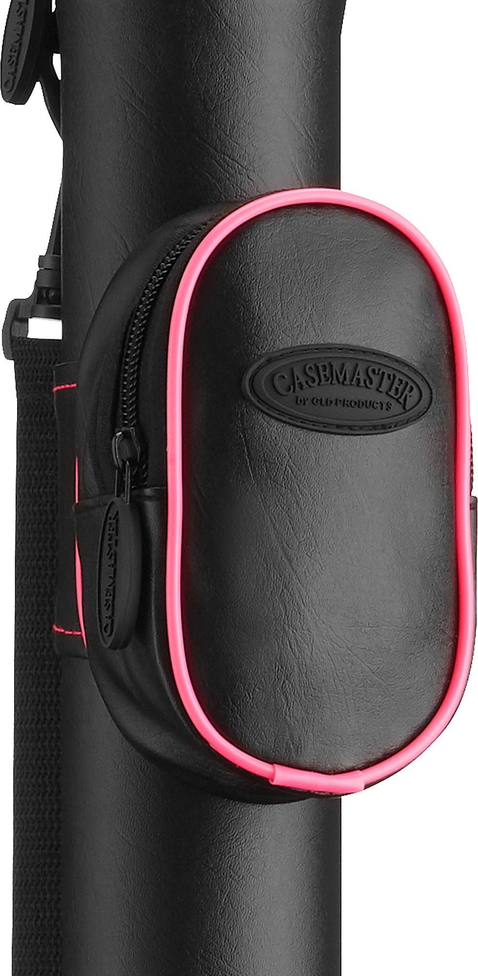 Casemaster Q-Vault Supreme Billiard/Pool Cue Hard Case, Holds 1 Complete 2-Piece Cue (1 Butt/1 Shaft), Black With Pink Trim
