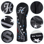 Big Teeth Golf Head Covers Driver Hybrid Fairway Usa Stripe And Star Golf Accessories (Hybrid Cover)