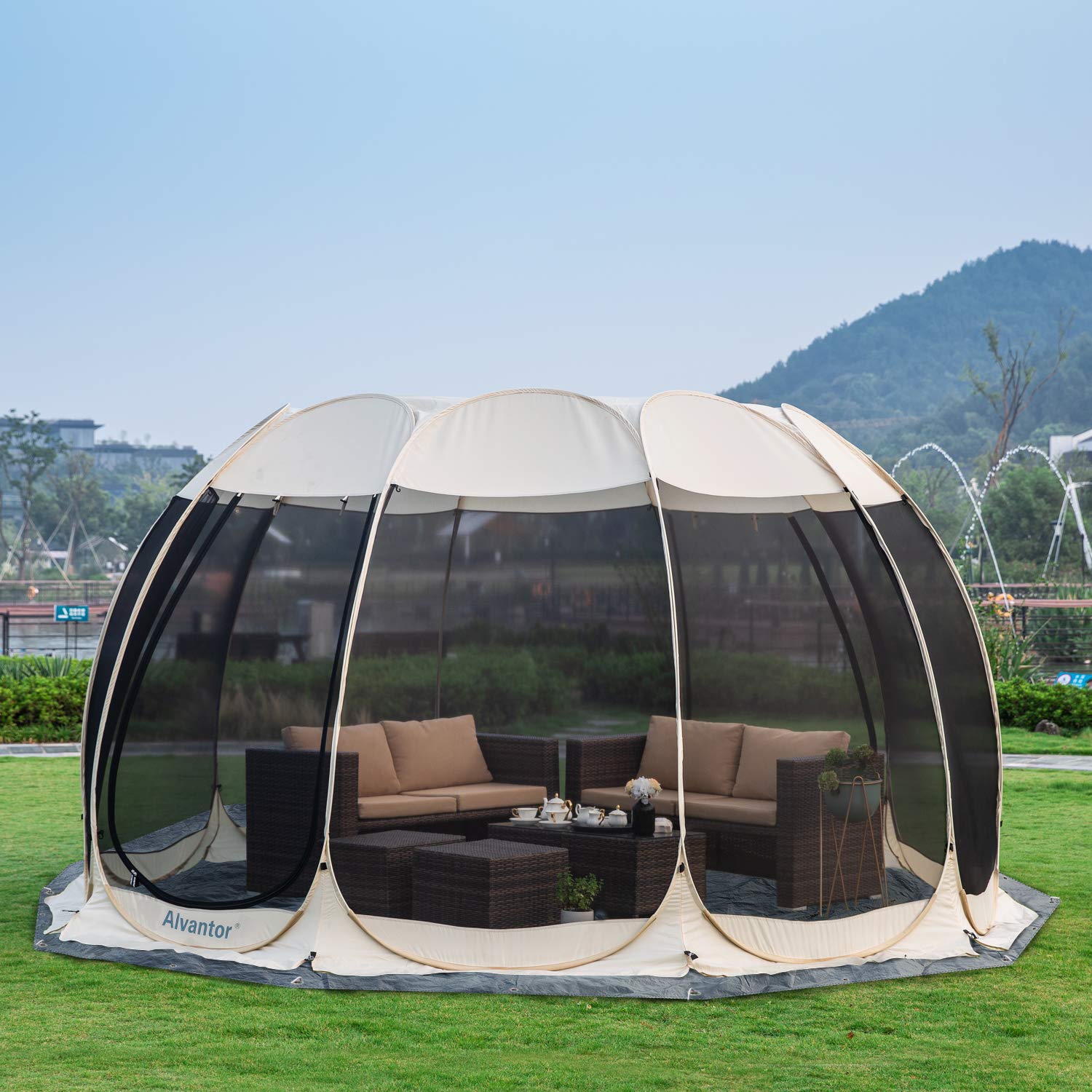 Alvantor Heavy Duty Tarp Waterproof 15'X15' Tarpaulin Ground Trailer With Rust Grommet Weather Resistant Cover Outdoor Camping 1