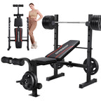Oppsdecor Standard Adjustable Weight Bench Set, Bench Press With Squat Rack & Leg Extension And Leg Curl Workout Bench For Home
