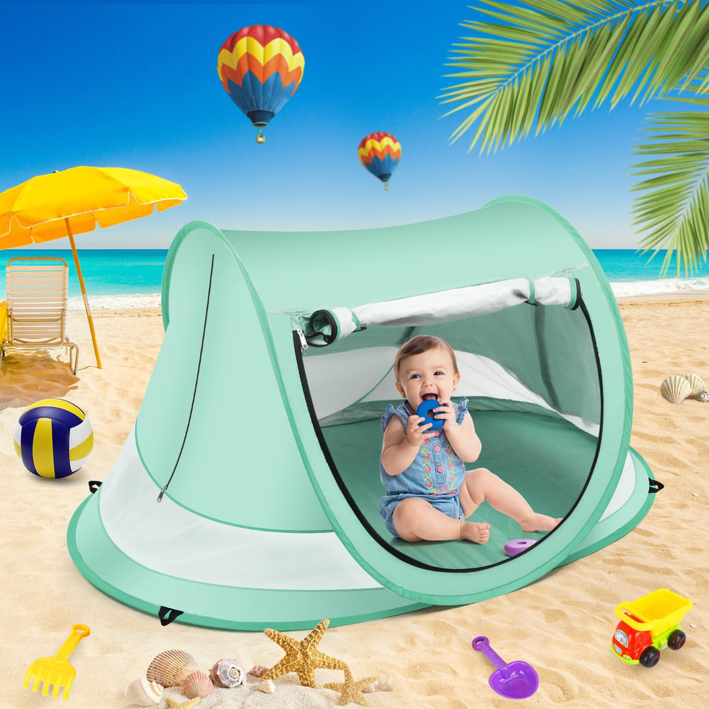 Baby Beach Tent,Large Pop Up Beach Tent Sun Shade For Beach,Portable Baby Travel Tent With Mosquito Net,Indoor Baby Play Tent,Up
