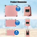 Odoland Beach Blanket Picnic Blanket, 43 X 63 Sandproof Waterproof Outdoor Pocket Blanket With Portable Bag, Foldable Lightweigh