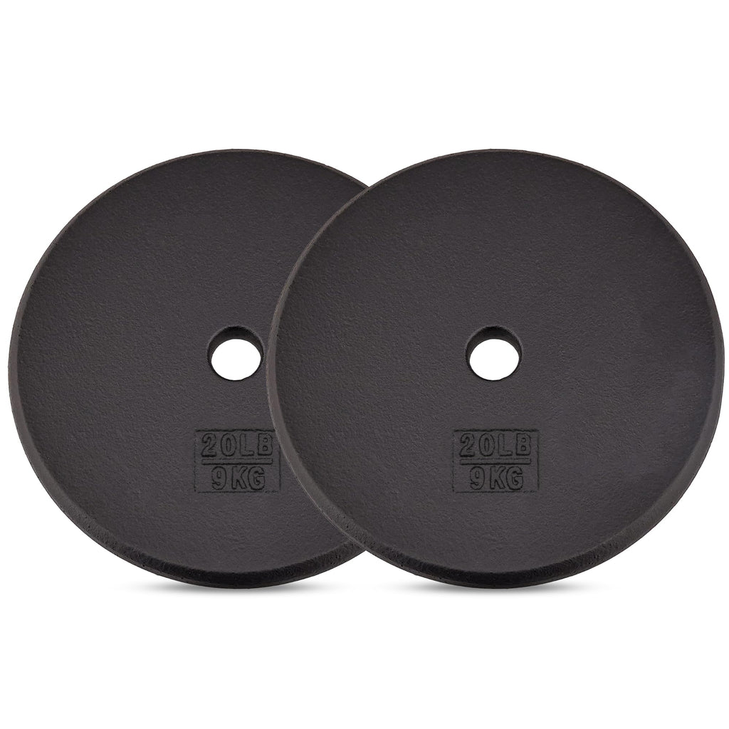 Yes4All Standard 1 Inch Cast Iron Weight Plate - Ideal For Strength Training - 20Lb - Pair
