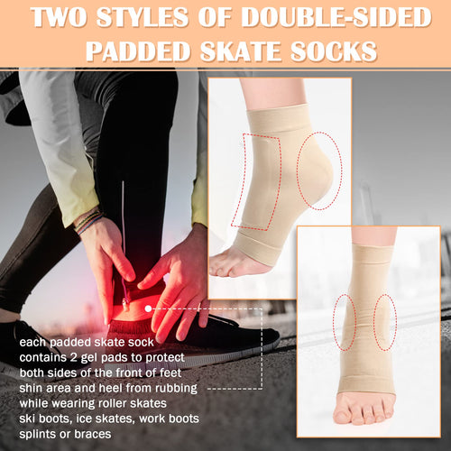 2 Pairs Padded Skate Socks Ankle Protector Ice Skating Boots Socks Skate Ankle Guards Ankle Sleeve Pad For Boots, Skates, Splint