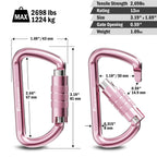 Freskaro 3Inch Locking Carabiner Clips With A Twist Auto Lock, Heavy Duty Rated 2698Lbs, Lightweight & Rustproof 7075 Aluminum,